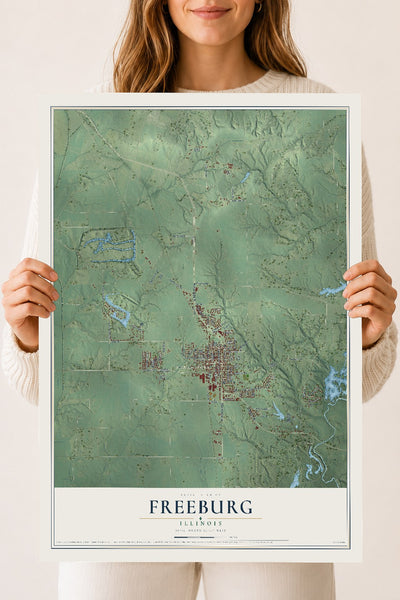Map of Freeburg, Illinois, 18 x 24 inch unframed archival matte print