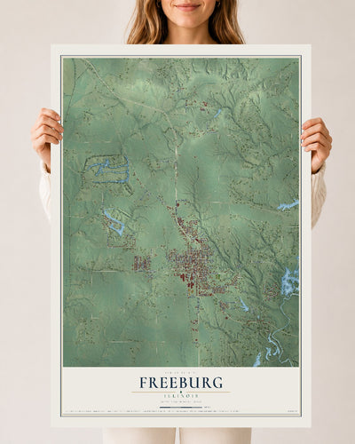 Map of Freeburg, Illinois, 24 x 36 inch unframed archival matte print