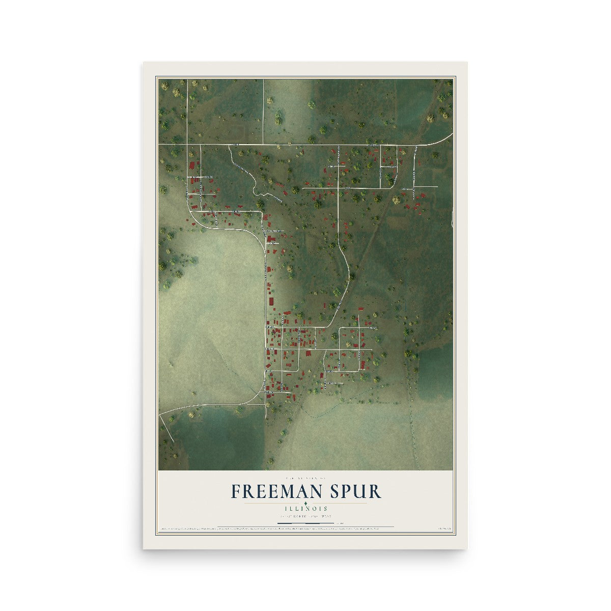Map of Freeman Spur, Illinois, 12 x 18 inch unframed archival matte print