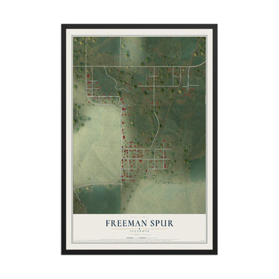 Map of Freeman Spur, Illinois, 12 x 18 inch print in a black wood frame