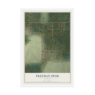 Map of Freeman Spur, Illinois, 12 x 18 inch print in a white wood frame