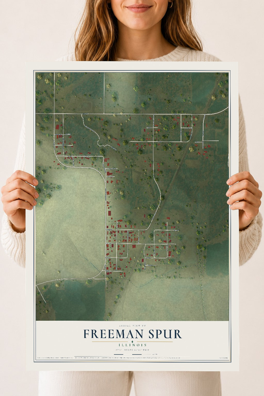Map of Freeman Spur, Illinois, 18 x 24 inch unframed archival matte print