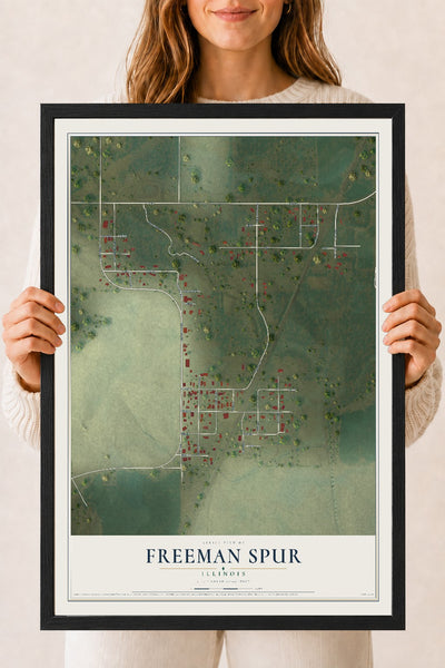 Map of Freeman Spur, Illinois, 18 x 24 inch print in a black wood frame