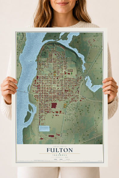 Map of Fulton, Illinois, 18 x 24 inch unframed archival matte print