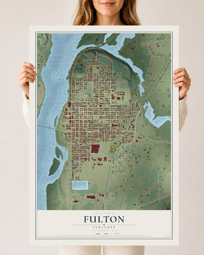 Map of Fulton, Illinois, 24 x 36 inch unframed archival matte print