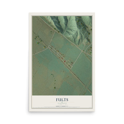 Map of Fults, Illinois, 12 x 18 inch unframed archival matte print