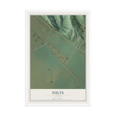 Map of Fults, Illinois, 12 x 18 inch print in a white wood frame