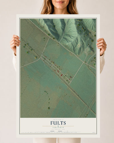 Map of Fults, Illinois, 24 x 36 inch unframed archival matte print