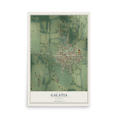 Map of Galatia, Illinois, 12 x 18 inch unframed archival matte print