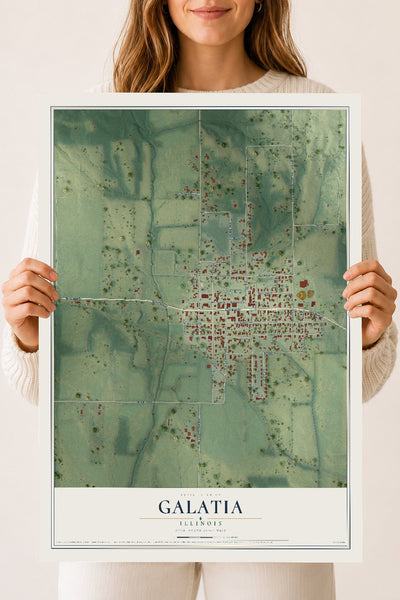 Map of Galatia, Illinois, 18 x 24 inch unframed archival matte print