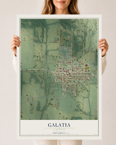 Map of Galatia, Illinois, 24 x 36 inch unframed archival matte print