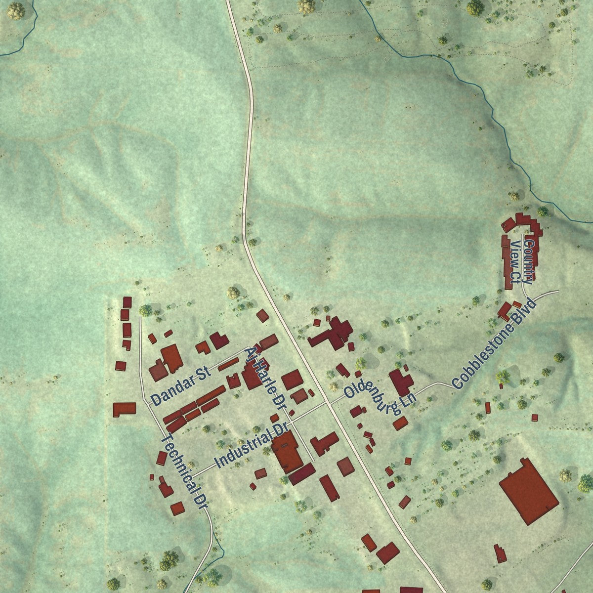 Second close-up of the map of Galena, Illinois print showing more streets and buildings