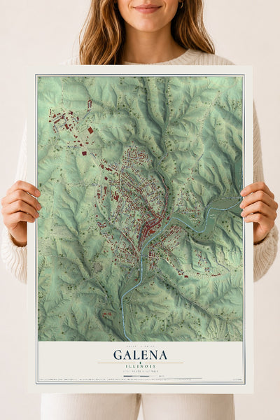 Map of Galena, Illinois, 18 x 24 inch unframed archival matte print