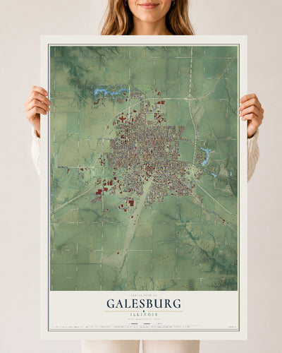 Map of Galesburg, Illinois, 24 x 36 inch unframed archival matte print