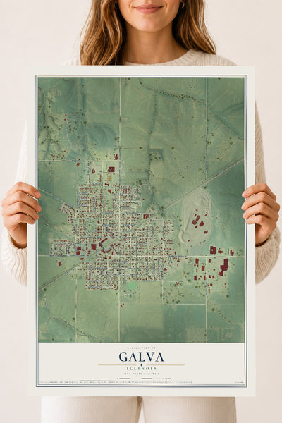 Map of Galva, Illinois, 18 x 24 inch unframed archival matte print
