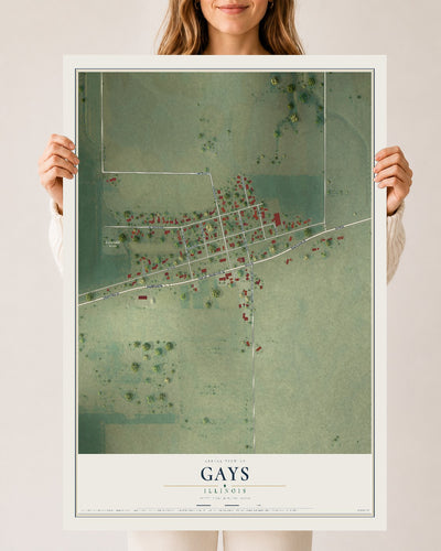 Map of Gays, Illinois, 24 x 36 inch unframed archival matte print