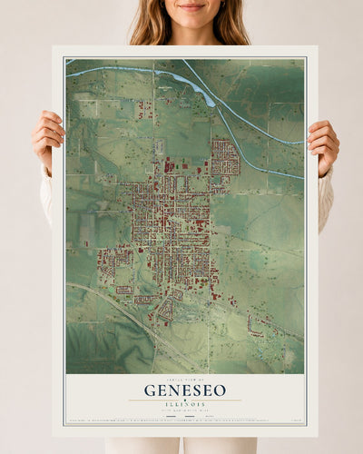 Map of Geneseo, Illinois, 24 x 36 inch unframed archival matte print