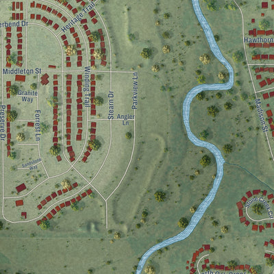 Second close-up of the map of Genoa, Illinois print showing more streets and buildings