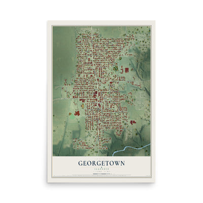 Map of Georgetown, Illinois, 12 x 18 inch unframed archival matte print