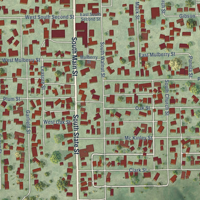 Second close-up of the map of Georgetown, Illinois print showing more streets and buildings