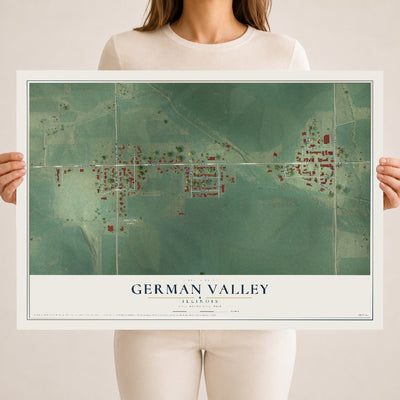 Map of German Valley, Illinois, 18 x 24 inch unframed archival matte print