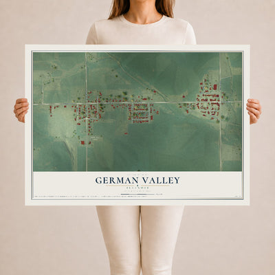 Map of German Valley, Illinois, 24 x 36 inch unframed archival matte print