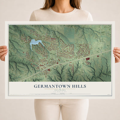 Map of Germantown Hills, Illinois, 18 x 24 inch unframed archival matte print