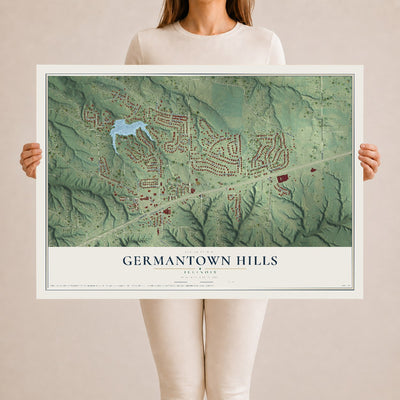 Map of Germantown Hills, Illinois, 24 x 36 inch unframed archival matte print