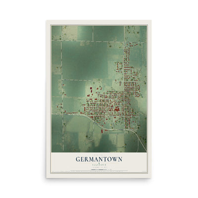 Map of Germantown, Illinois, 12 x 18 inch unframed archival matte print