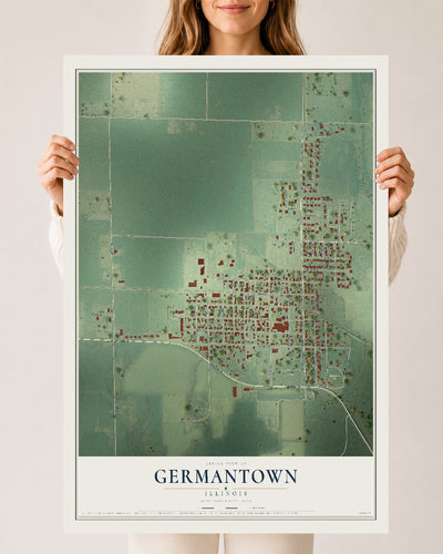 Map of Germantown, Illinois, 24 x 36 inch unframed archival matte print