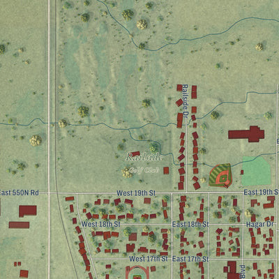 Second close-up of the map of Gibson City, Illinois print showing more streets and buildings