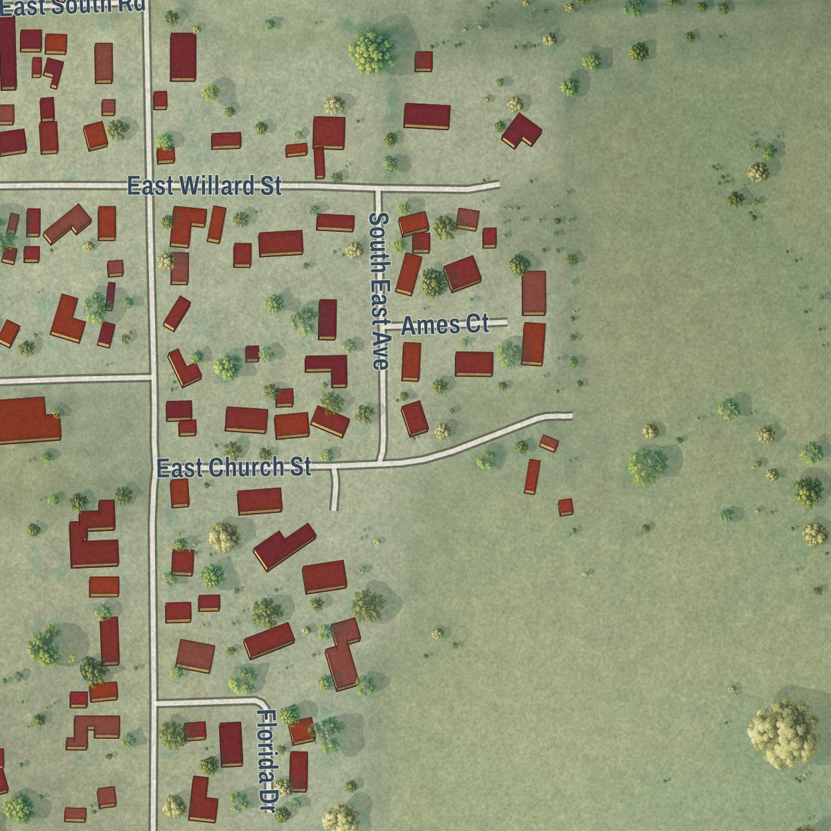 Second close-up of the map of Gifford, Illinois print showing more streets and buildings