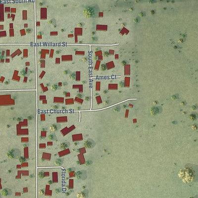 Second close-up of the map of Gifford, Illinois print showing more streets and buildings