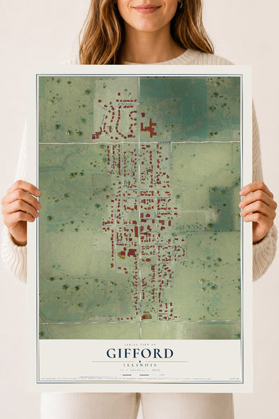 Map of Gifford, Illinois, 18 x 24 inch unframed archival matte print