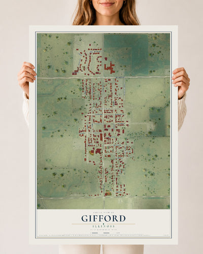 Map of Gifford, Illinois, 24 x 36 inch unframed archival matte print