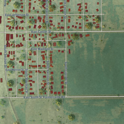 Second close-up of the map of Girard, Illinois print showing more streets and buildings