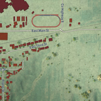 Second close-up of the map of Glasford, Illinois print showing more streets and buildings