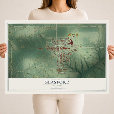 Map of Glasford, Illinois, 18 x 24 inch unframed archival matte print