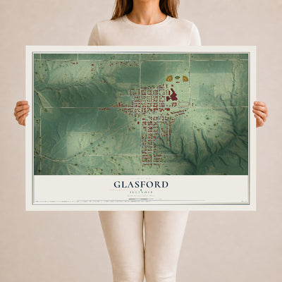 Map of Glasford, Illinois, 24 x 36 inch unframed archival matte print