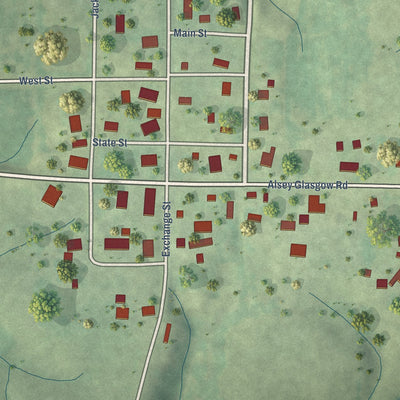 Close-up of the map of Glasgow, Illinois print showing street and building detail