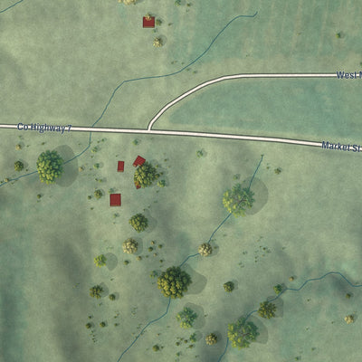 Second close-up of the map of Glasgow, Illinois print showing more streets and buildings
