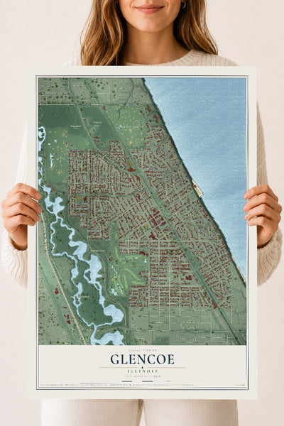 Map of Glencoe, Illinois, 18 x 24 inch unframed archival matte print