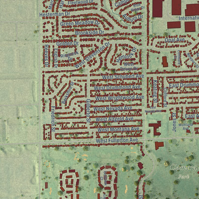 Second close-up of the map of Glendale Heights, Illinois print showing more streets and buildings