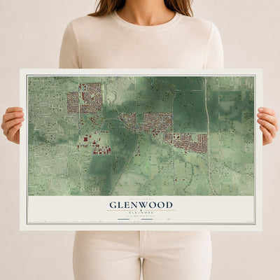 Map of Glenwood, Illinois, 12 x 18 inch unframed archival matte print
