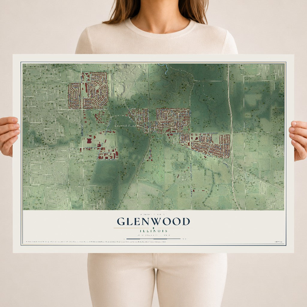 Map of Glenwood, Illinois, 18 x 24 inch unframed archival matte print