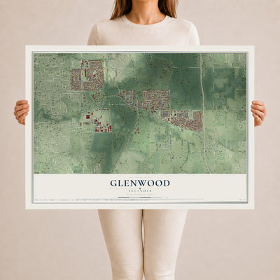 Map of Glenwood, Illinois, 24 x 36 inch unframed archival matte print