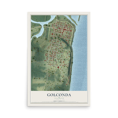 Map of Golconda, Illinois, 12 x 18 inch unframed archival matte print
