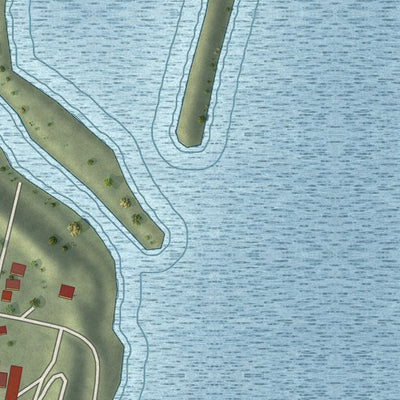 Close-up of the map of Golconda, Illinois print showing street and building detail