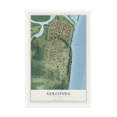 Map of Golconda, Illinois, 12 x 18 inch print in a white wood frame