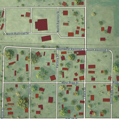 Close-up of the map of Golden Gate, Illinois print showing street and building detail